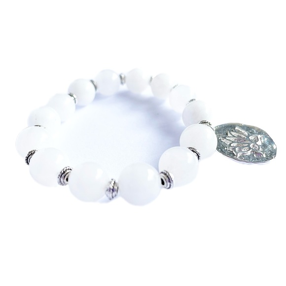 2 X Unisex white jade Handmade Stackable Bracelet set. - Picture 5 of 5